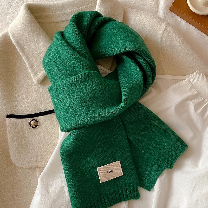 Exquisite Gentle Solid colored Small Scarf Whitening Knitted Woolen Short Scarf Autumn and Winter Warm Couple Style Simple and Elegant