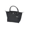 Longchamp Le Pliage Club 23 Сумка-шоппер из нейлонового холста с короткими ручками, большая вместимость, сумка-пельмень, сумка-тоут, маленькие женские сумки-тоут, Черный 1621619001