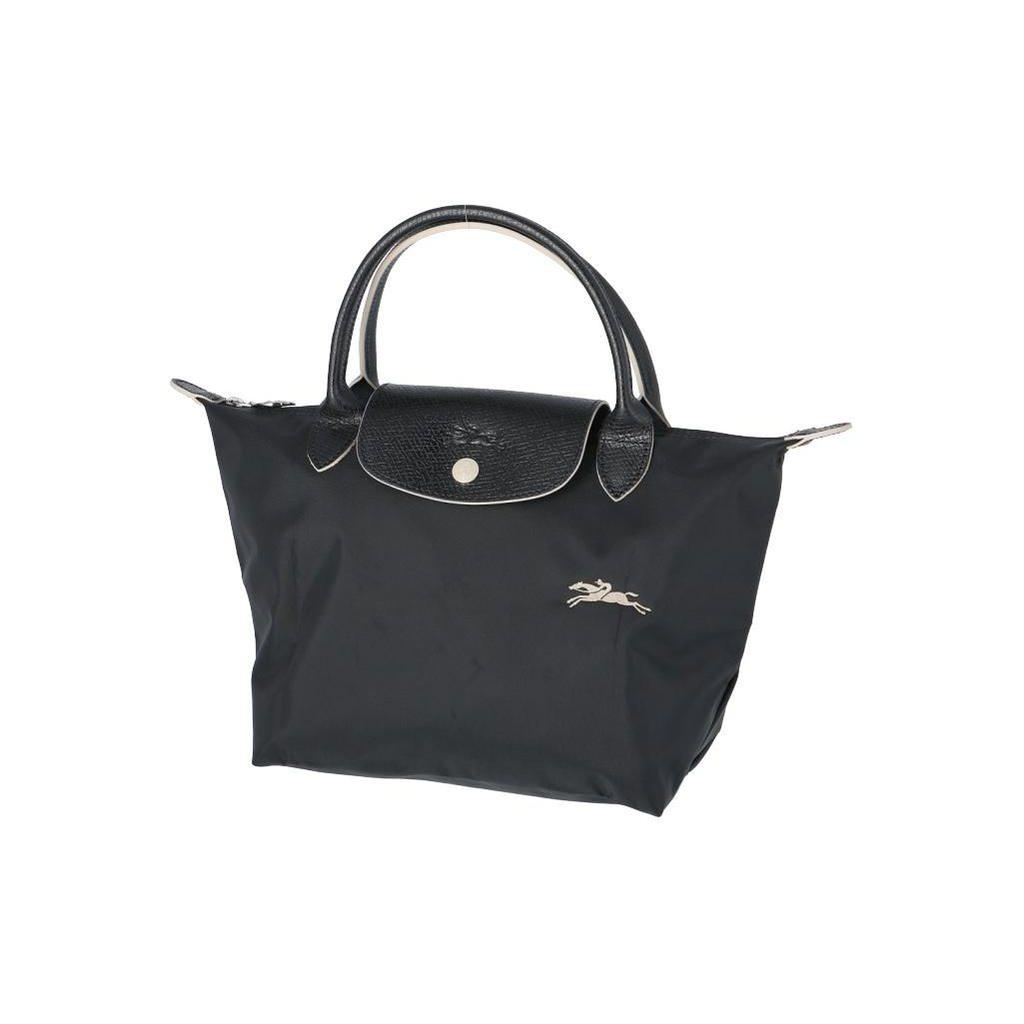 Longchamp Le Pliage Club 23 Сумка-шоппер из нейлонового холста с короткими ручками, большая вместимость, сумка-пельмень, сумка-тоут, маленькие женские сумки-тоут, Черный 1621619001