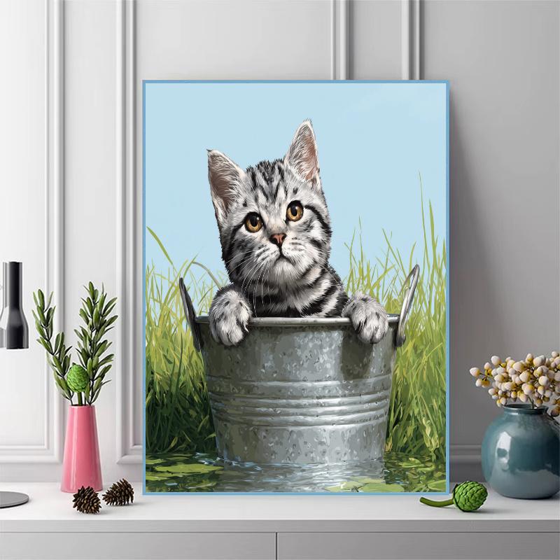 Cute American Shorthair cat Pattern  3pcs 100% Round Full Drill 5D DIY Diamond Painting Embroidery Cross Stitch Rhinestone Décor