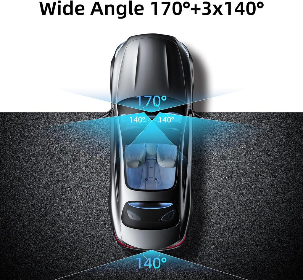 4-канальная видеокамера для приборной панели, камера для вождения с Wi-Fi, 1080P, передняя, левая, правая, задняя, ночное видение, циклическая запись, черный ящик, автомобильные аксессуары