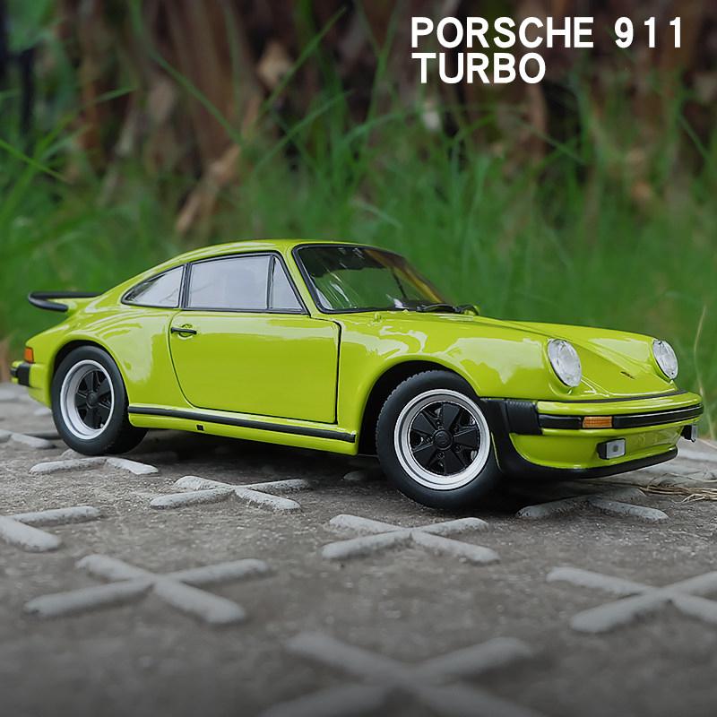 Welly 1/24 Porsche 911 Turbo 3.0 1974 Металлическая машинка Литье под давлением и игрушечные транспортные средства Модель автомобиля Миниатюрная масштабная модель автомобиля Игрушка для детей