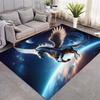 Fantasy Running Horses Area Rug, Glowing Mushroom Full Moon Forest Non Slip Floor Carpet