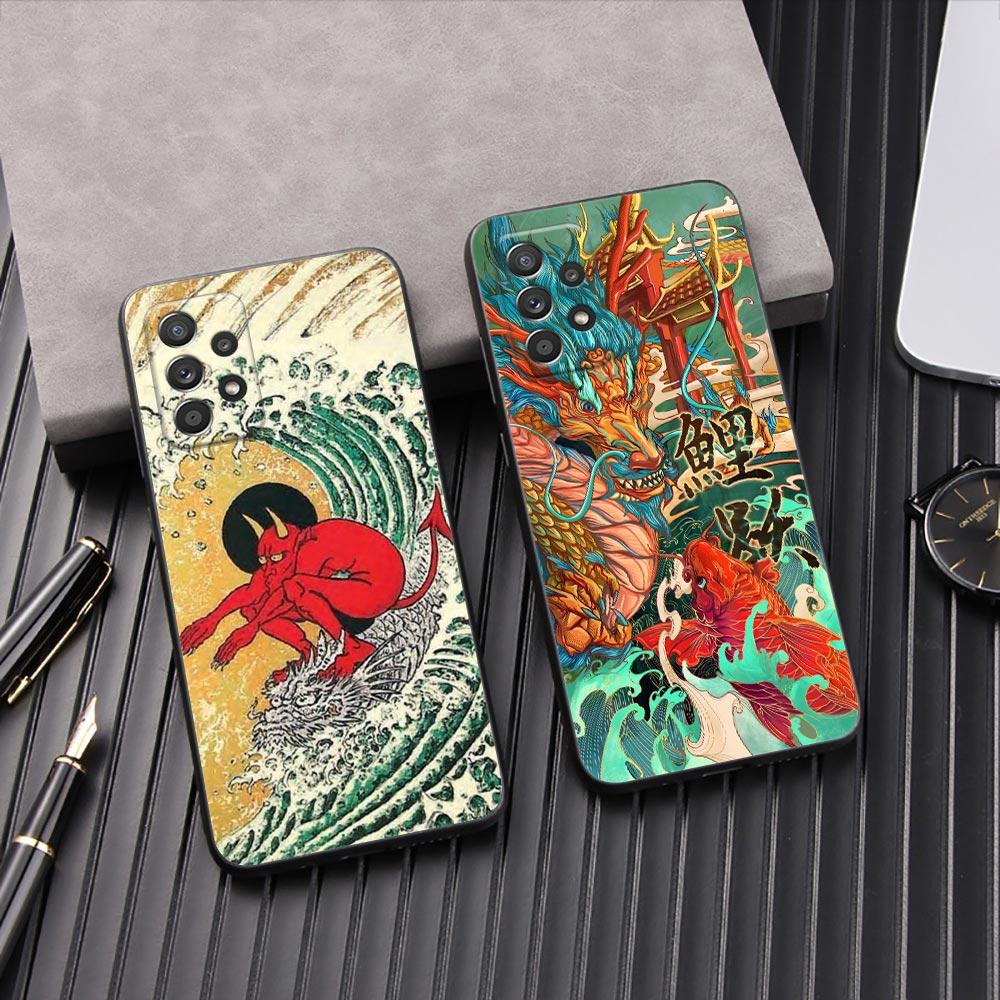 Японский Дракон Волна Аниме Чехол для Телефона Для Samsung Galaxy A57 A56 A37 A55 A36 A26 A54 A52 A35 A34 A25 A17 A16 A15 A07 Мягкая Крышка