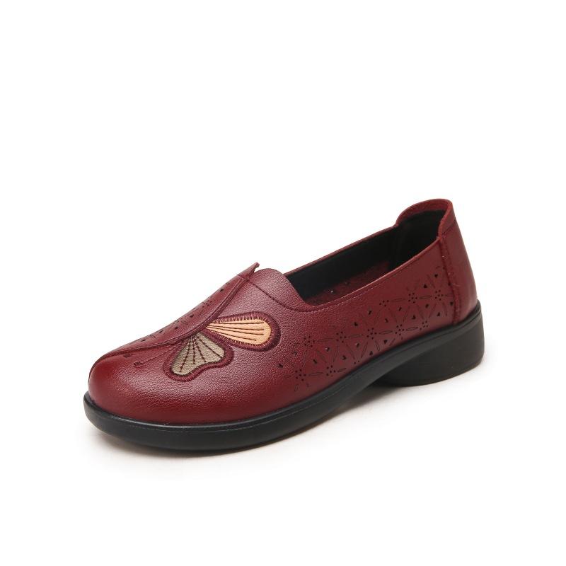 Обувь для мам весна и осень для людей среднего возраста и пожилых людей удобные однобортные туфли для людей среднего возраста и пожилых людей нескользящие летние кожаные сандалии сандалии с отверстиями