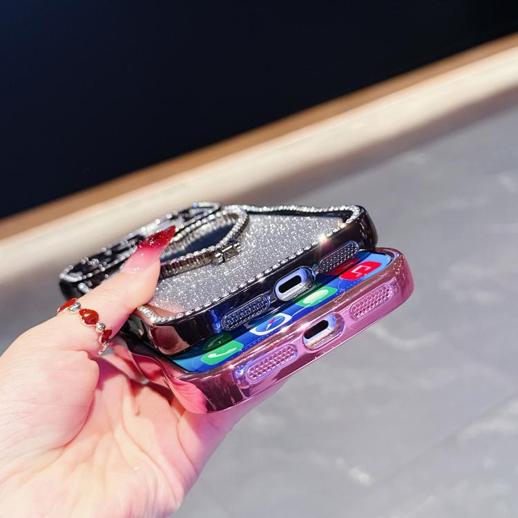 Блестящий TPU Чехол для iPhone с Покрытием Star-Diamond, Украшенный Стразами, Зеркальный, с Подставкой, Противоударный Защитный Чехол