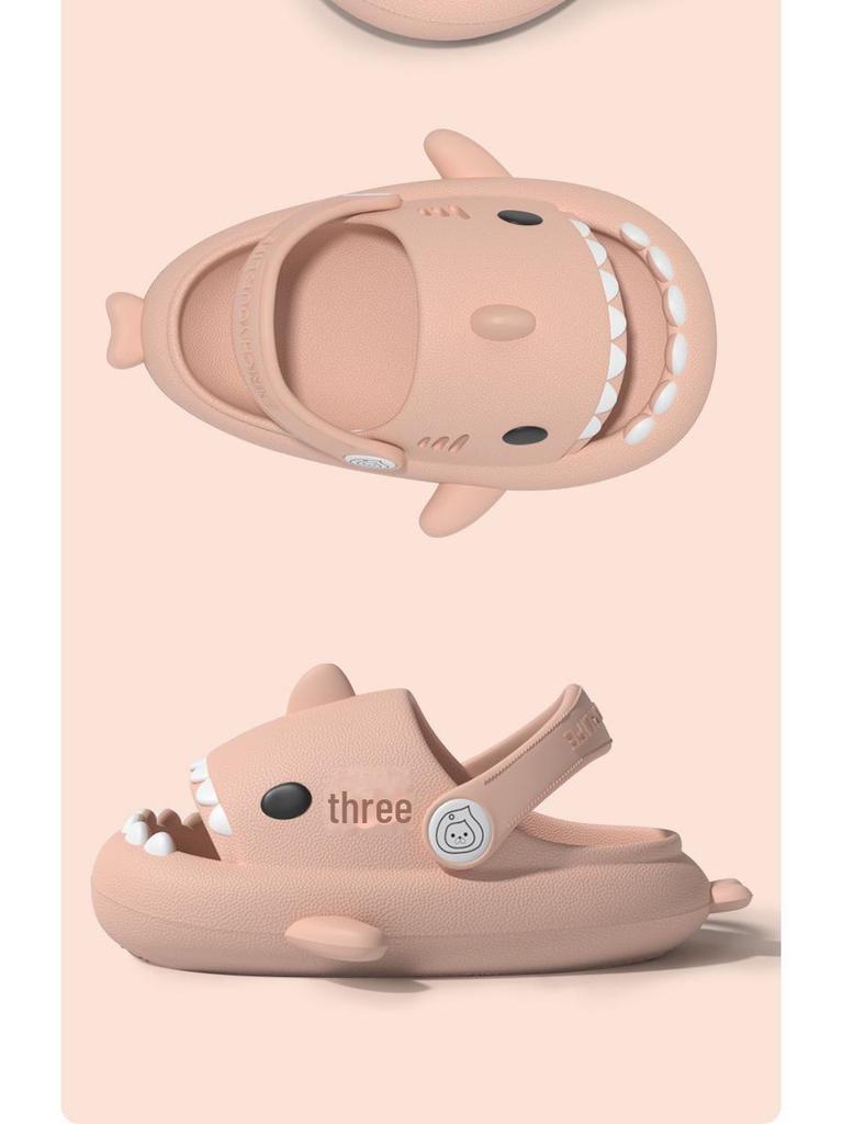 Нескользящие летние сандалии с рисунком акулы для детей - милые тапочки с защитой от столкновений для мальчиков и девочек