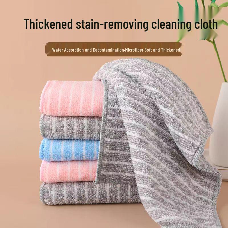 Оверлок Полосатая Впитывающая Салфетка для Посуды - Без Ворса, Удаление Масла и Дезинфицирующая Кухонная Тряпка