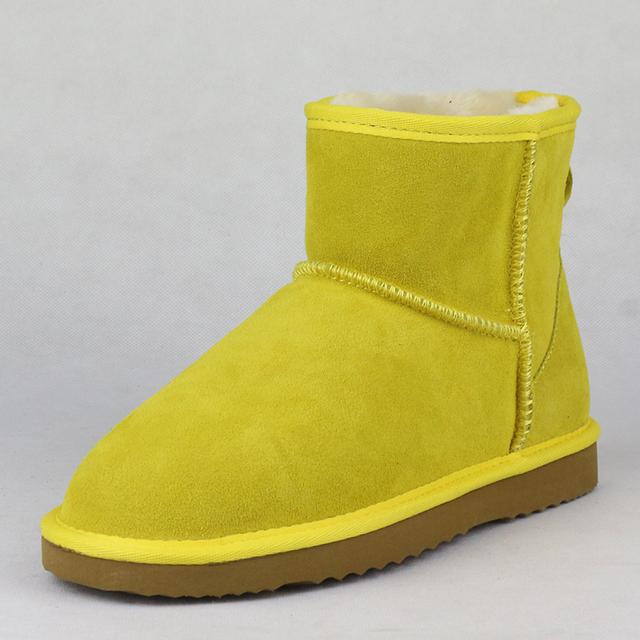 Австралийские классические женские ботильоны, толстые плюшевые теплые зимние ботинки, женские зимние ботинки из натуральной кожи, женская обувь из коровьей замши