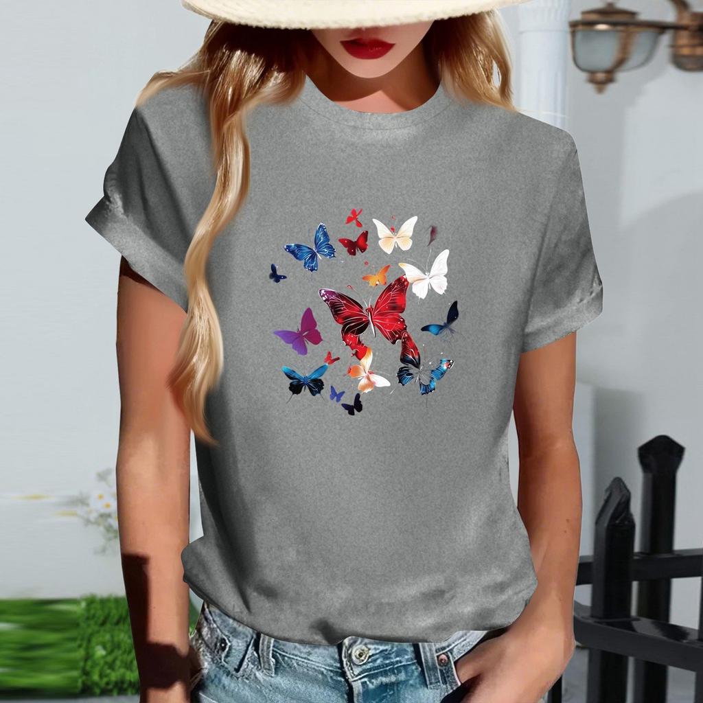 Женская модная футболка с круглым вырезом, повседневная, с ретро-принтом, с короткими рукавами