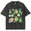 Vintage Flowers Graphic Print T-Shirt GothicWomen Tshirts Washed Short Sleeved Man Tops Round Neck General Tee Summer