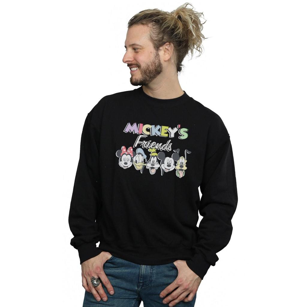 Disney Mens Mickey Mouse Friends Faded Nostalgia Sweatshirt