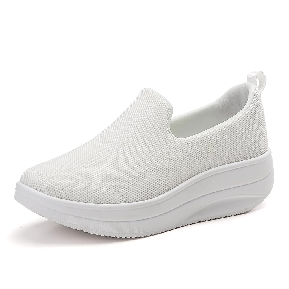 Ahico Women's Platform Sneakers, Nurse Shoes, Slip-ons, Lightweight Walking Shoes, Boat-Shaped