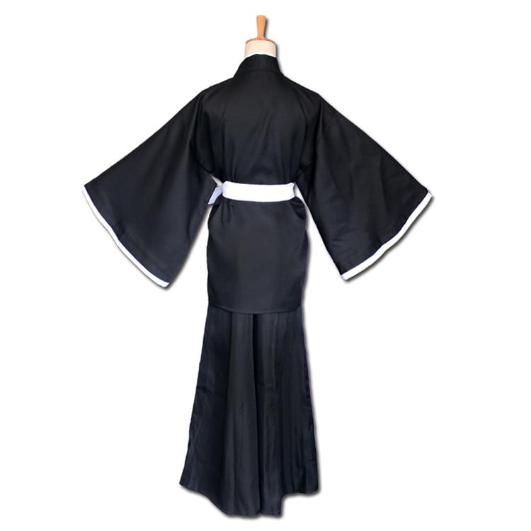 Bleach Cosplay Costumes Ichigo Kurosaki Wigs Ichigo Men Black Cloak With Straw Sandals BLACK WHITE Tops and Pants Set