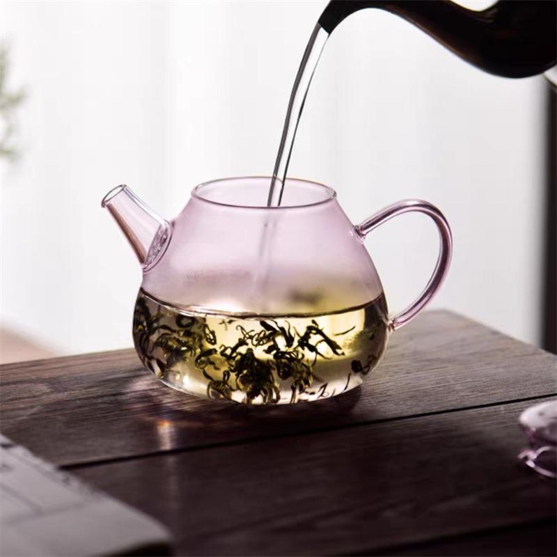 Чайник для заваривания чая One Person Pink 200ml Small Glass Teaware, термостойкий, для зеленого чая, цветочный чайник, набор для приготовления чая Kungfu
