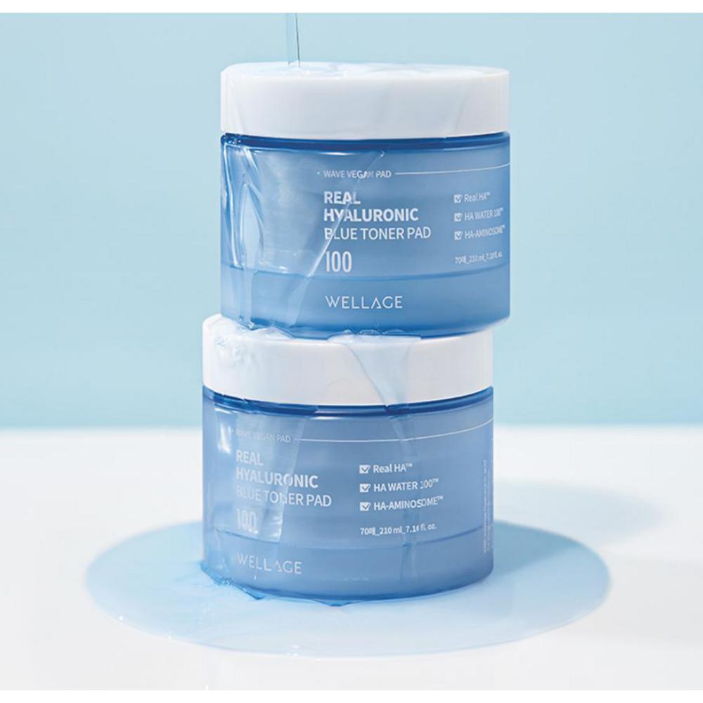 Wellage Real Hyaluronic Blue Toner Pad 210ml, 70 pieces, 1 piece