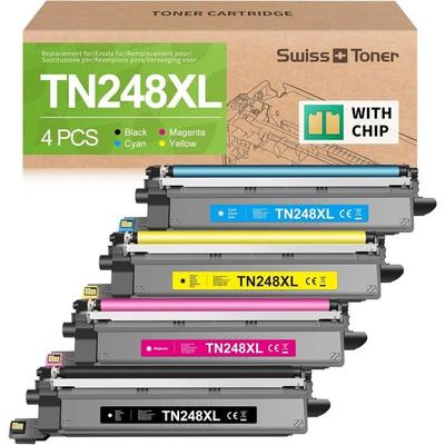 Swiss Toner TN248XL Совместимый для Brother - Комплект из 4 тонеров высокой емкости для DCP-L3560CDW, MFC-L3760CDW, HL-L3240CDW