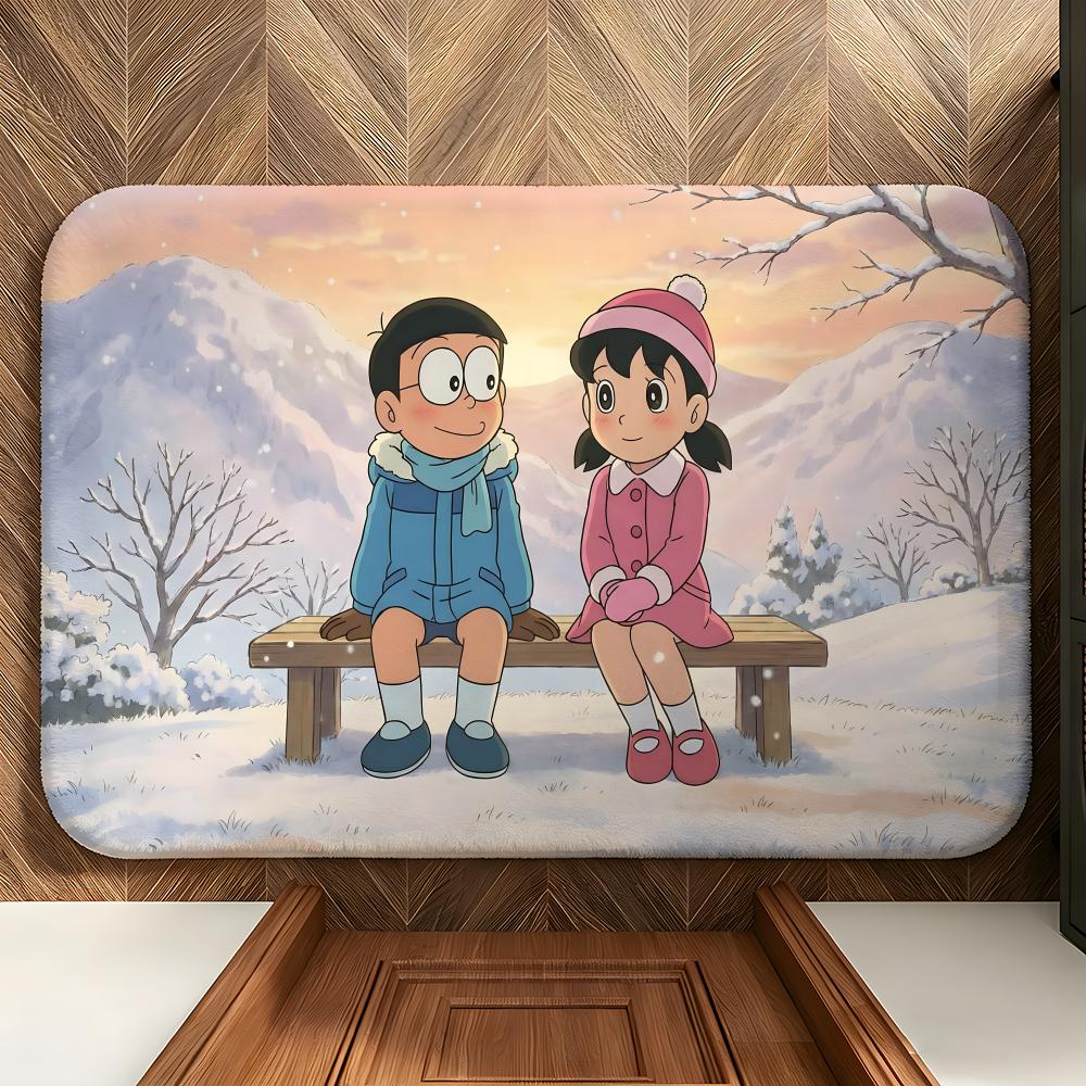 anime D-DORAEMON Floor Mat Soft Flannel Floor Mat Suitable for Entryways, Living Rooms, Bedrooms, and Bathrooms