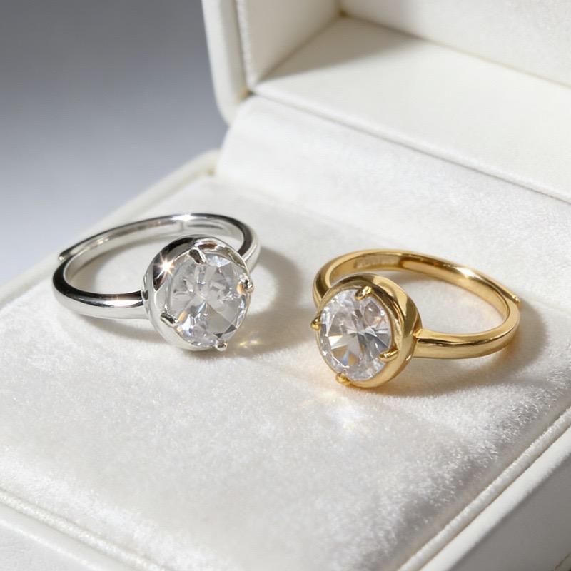 925 Sterling Silver Rings for Women Couple Minimalist Handmade GOld Oval Zircon Ring Fine Jewelry Gift Prevent Allergy