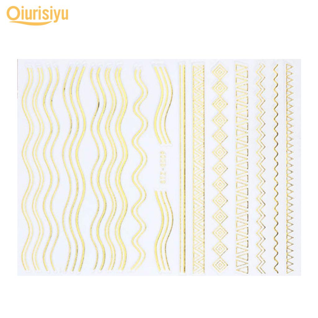 Gold Colour Geometry Shapes Nail Art Sticker