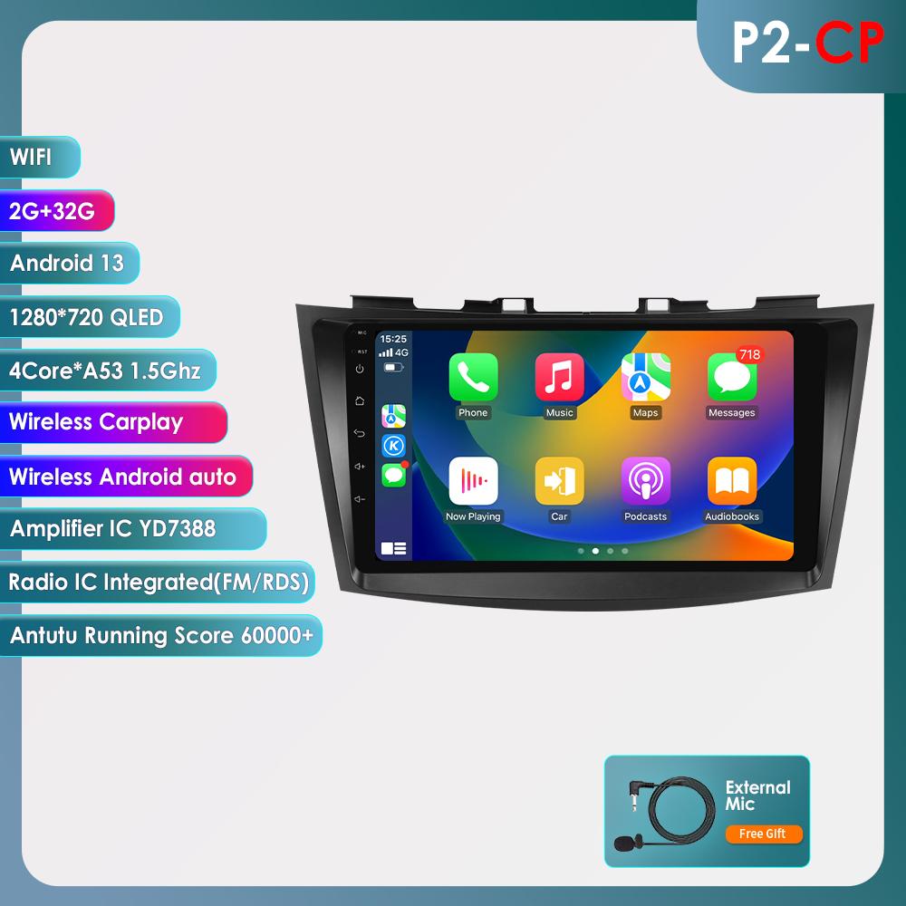 Carplay 4G Радио 2 Din Android 12 Автомобильный мультимедийный плеер для Suzuki Swift 4 2011-2015 GPS-навигация WIFI DSP 9 дюймов 2din Интеллектуальный экран AutoRadio