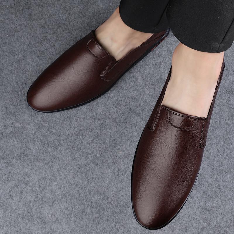 Модные высококачественные мужские мокасины из натуральной кожи, мужская повседневная обувь для ходьбы, мужская обувь ручной работы без застежек, удобная обувь на плоской подошве для отдыха на открытом воздухе