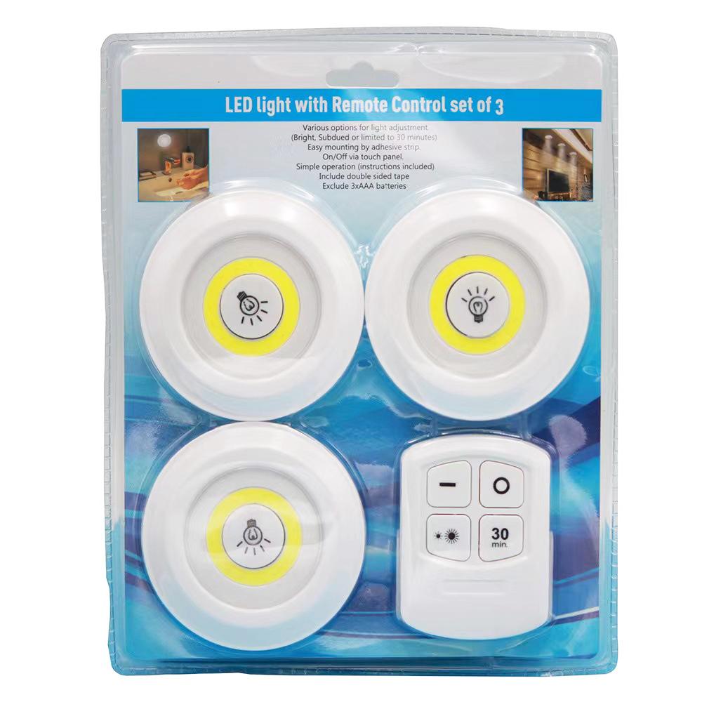 Wireless LED Under Cabinet Light Remote Control Dimmable Wardrobe Night Light Home Bedroom Kitchen Battery Lamp
