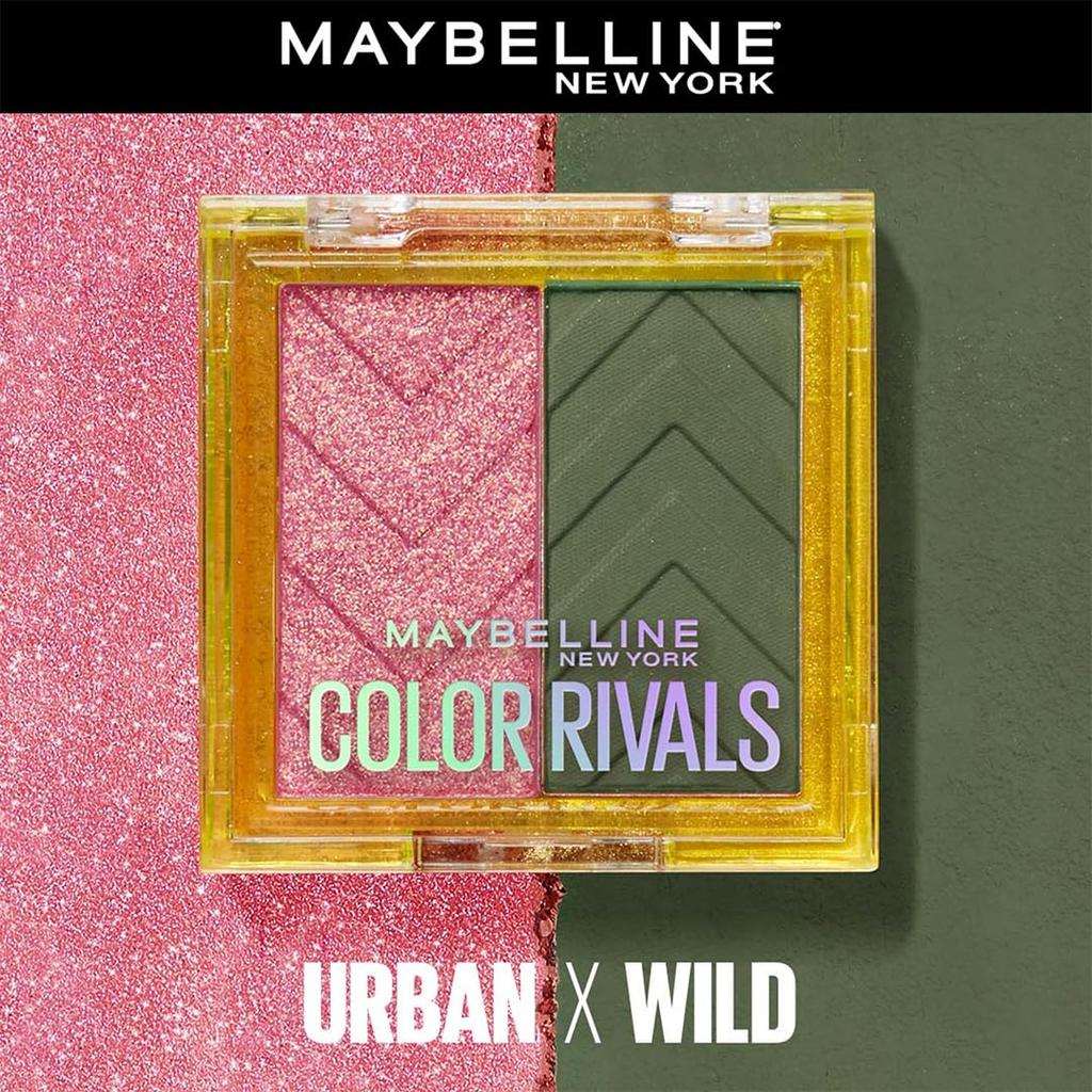 Maybelline Палетка пигментированных теней для век New York Color Rivals 3 г Стойкая Водостойкая Матовая Шиммер Дуо Urban X Wild