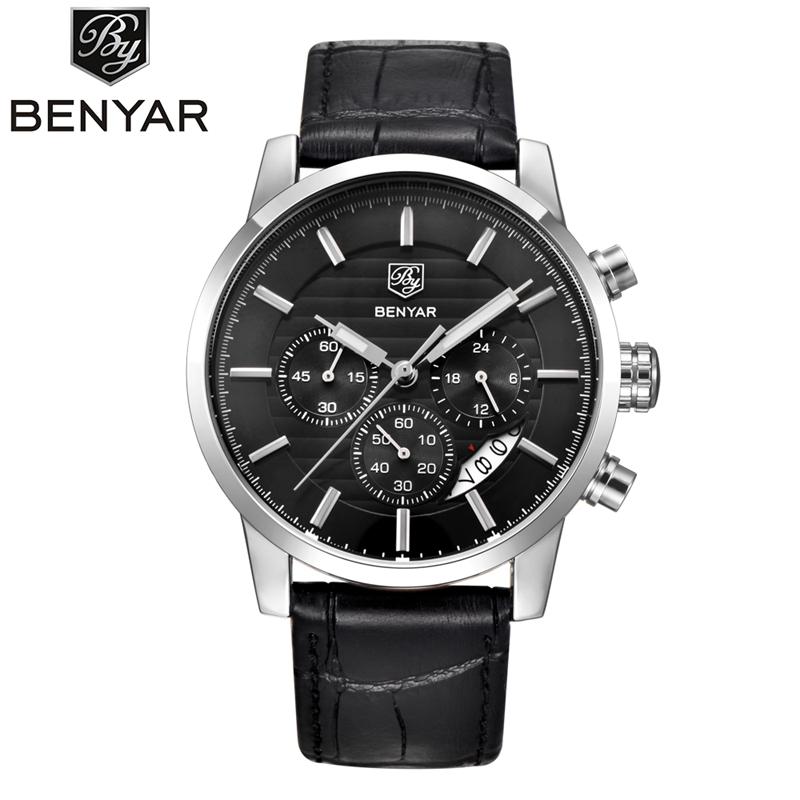 BENYAR Men's Sports Waterproof Quartz Watch Top Brand Japen Movement Luxury Clock Casual