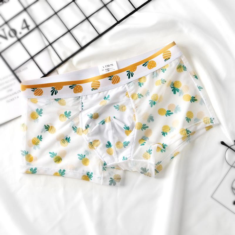 Мужские ультратонкие прозрачные сетчатые боксеры-шорты — сексуальные, дышащие, с летним принтом