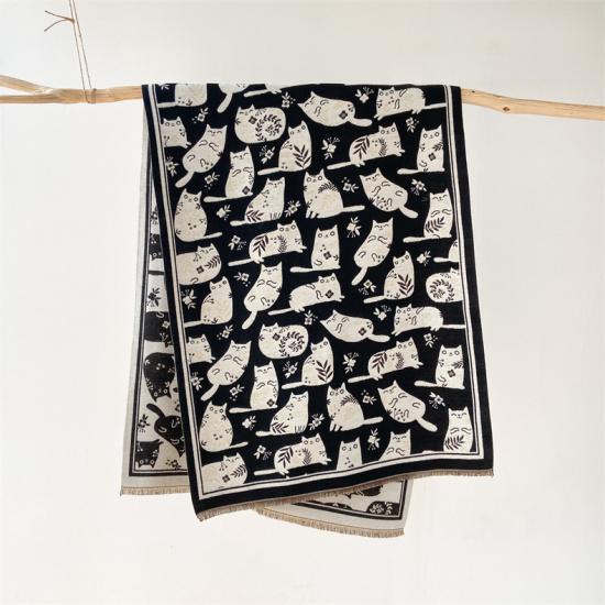 2024 Autumn/Winter New Imitation Cashmere Exterior Warm Office Versatile Extended Thick Scarf Air Conditioning Room Shawl for Women