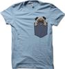 PUG In My Pocket Dog Funny Cute Light Blue Sky Printed T-shirt OZ9410