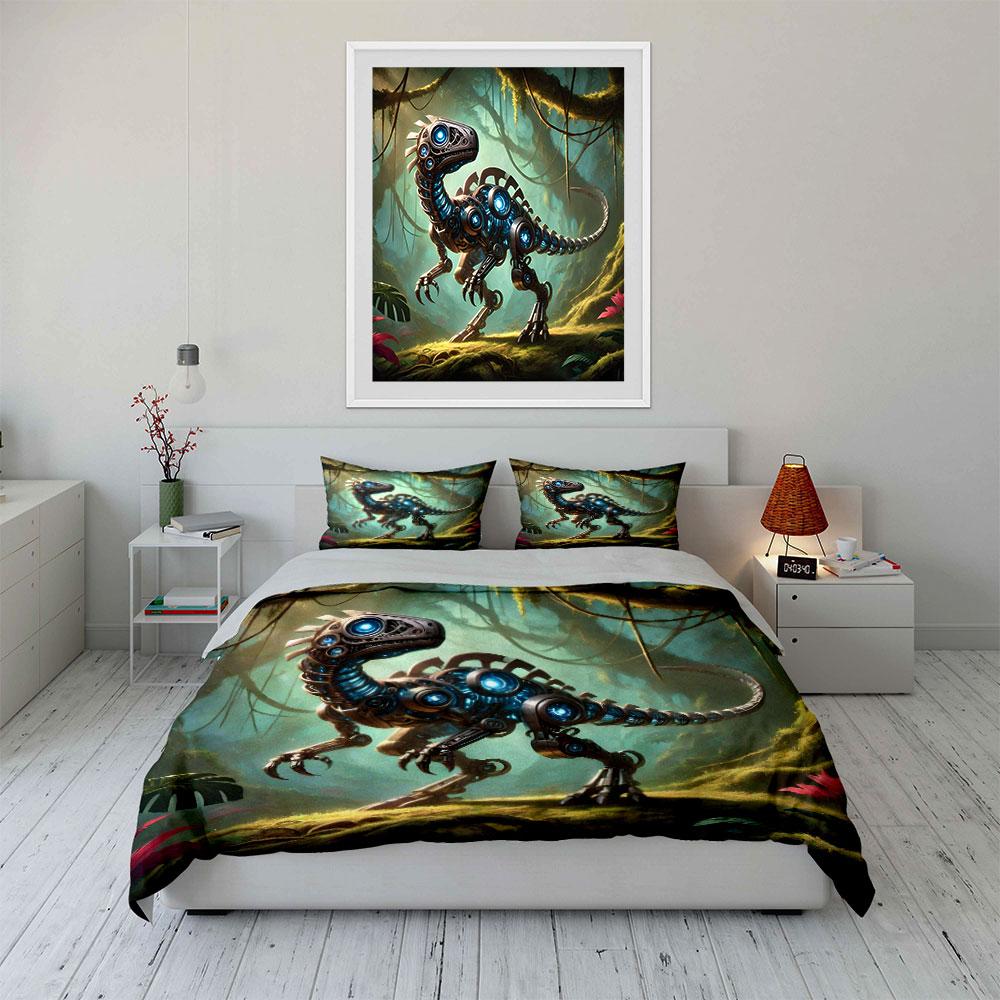 Futuristic robotic dinosaur design Bedding sets Duvet cover sets Duvet covers Pillowcases(1 * Duvet Cover 2 * Pillowcases without duvet insert)