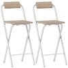 Set Of 2 Folding Bar Stools With Backrest Footrest And Steel Frame For Dining Room Counter Natural