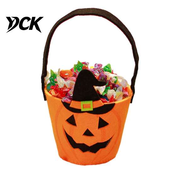 Lightweight Carrying Bag Halloween Trick or Treat Bucket for Kids, Pumpkin Face Ghost Bat Cat Candy Snack Basket, Holder with Handle Party Favors