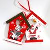 Adorable European And American Style Wooden Christmas Cottage Hangings With Santa And Snowman Designs
