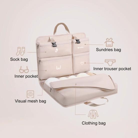 Подвесная сумка-органайзер для упаковки, большая вместимость, 5 отделений, застежка-молния, машинная стирка, расширяемая сумка-органайзер