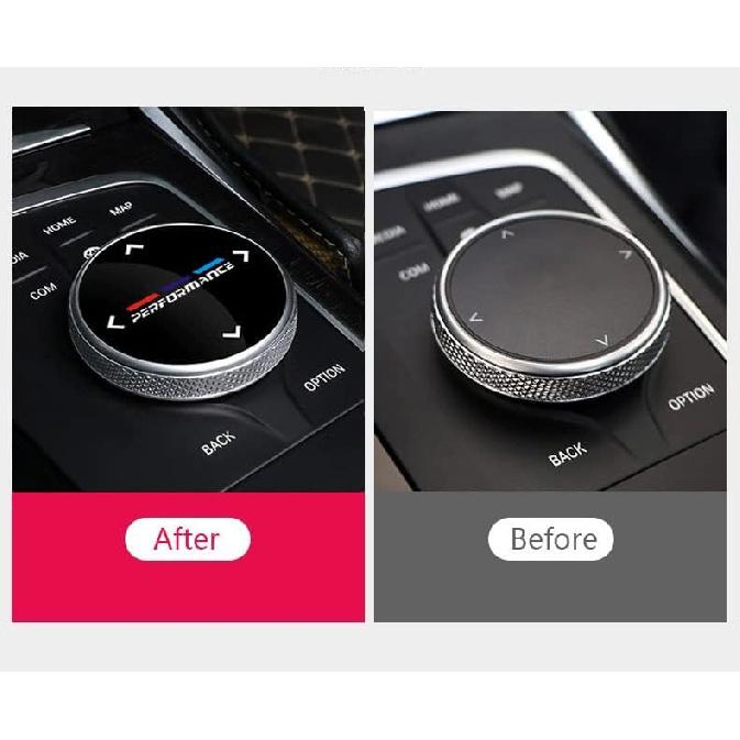 Car Center Console Idrive Multimedia Controller Knob Sticker for BMW Button Trim Emblem Car Interior Accessories (Large 48mm)