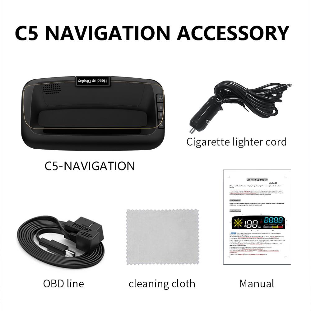 ZQKJ C5 OBD2 GPS HUD проектор автомобильный проекционный дисплей навигация температура воды расход топлива датчики автоматический цифровой спидометр