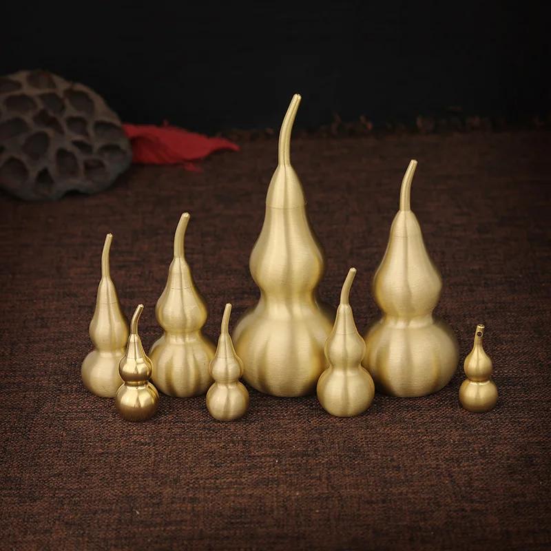Полые ornaments-тыквы Чистая латунь Тыква Бытовая Длинная ручка Наклонная голова Открытие Крышка для открытия Фэн-шуй Медные металлические изделия