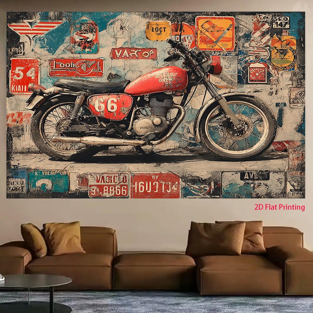 Two-dimensional plane, two-dimensional plane product, 1 piece - Motorcycle Art Graffiti Fun Theme PatternXY