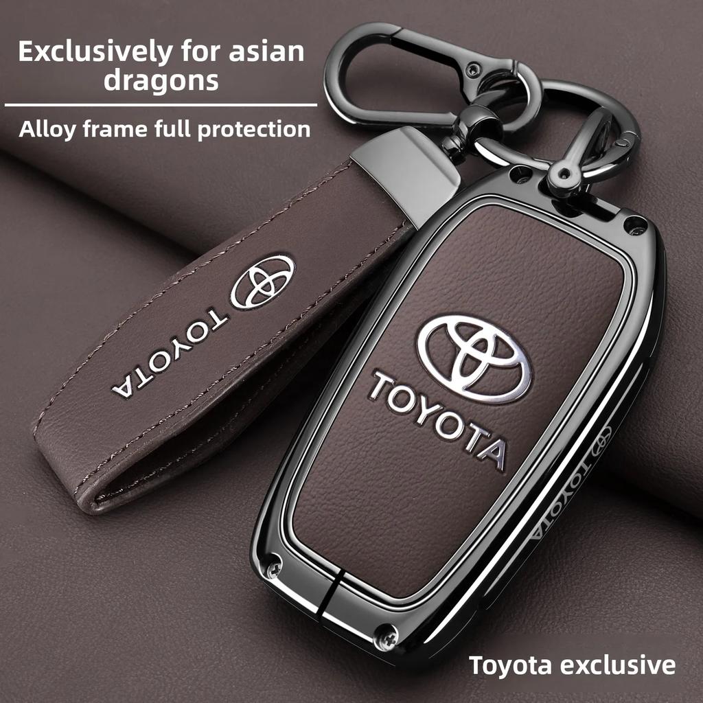 GQUL6 Zinc Alloy Leather Car Key Case Cover Shell for Toyota CHR Hilux Fortuner Land Cruiser 200 Camry Corolla Crown RAV4 Highland