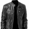 Cafe Racer Biker Leather Jacket Black & Brown Soft Sheep Skin Leather