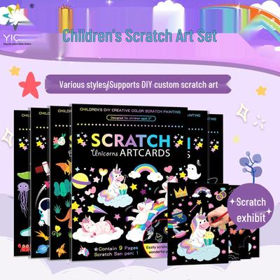 Цветные скретч-открытки для детей DIY: Креативные мультяшные принадлежности для рисования для детского сада