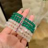 Romantic lover~Gentle New Chinese Style White Moonlight Bracelet with Green Agate Inlaid with Ruby Fortune Beads