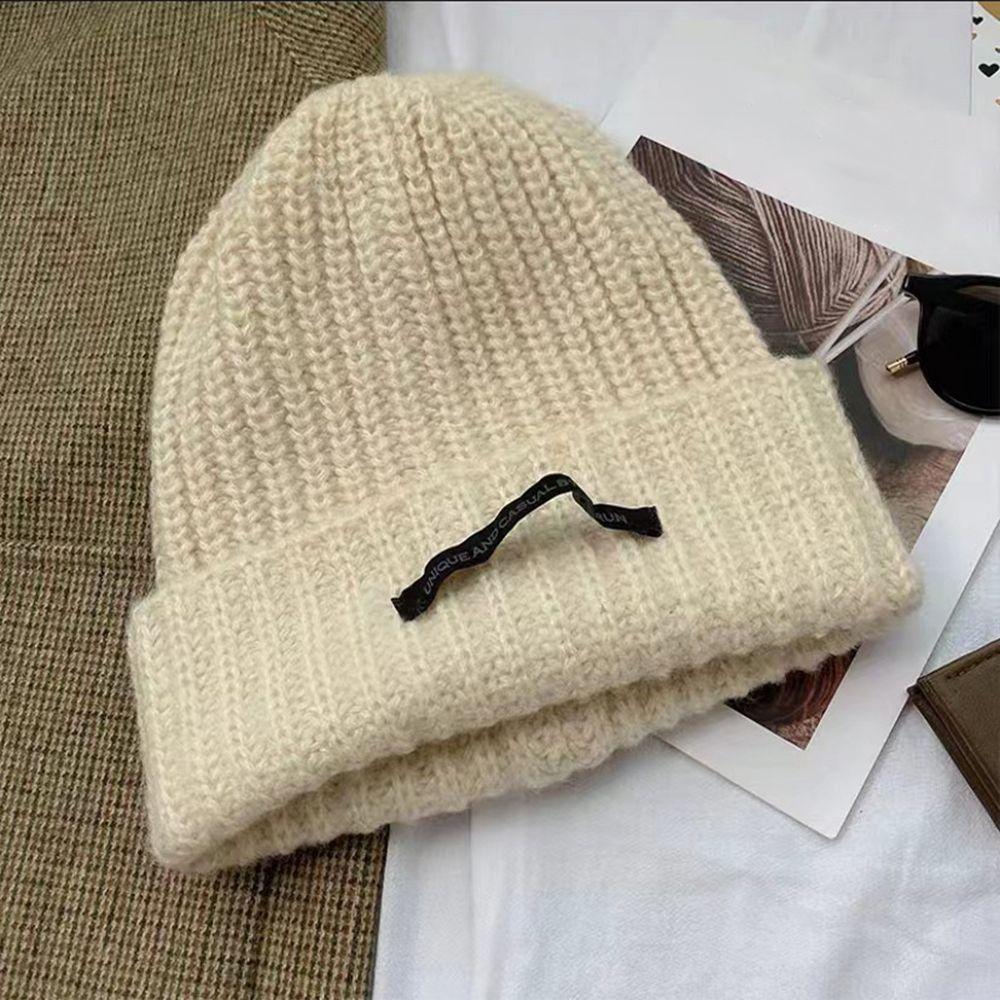 Letter Simple Skullies однотонная шерстяная холодная шапка модная зимняя теплая шапка женская/мужская