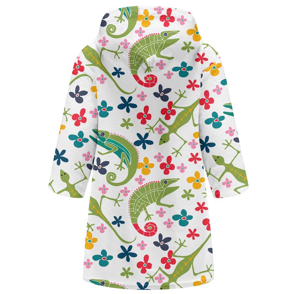 Children's Long Bathrobe Printed Flannel Pajamas
