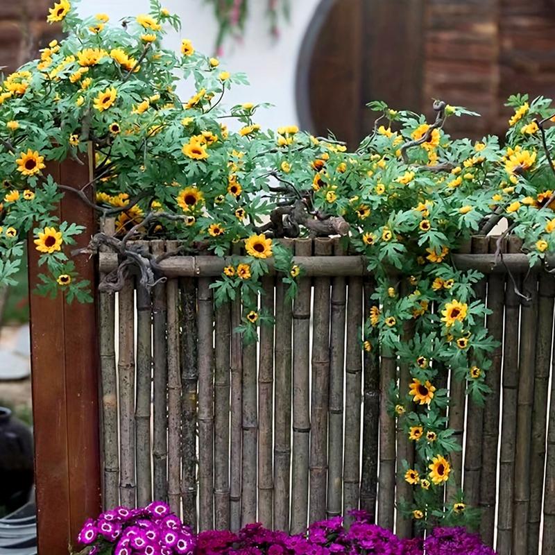 Яркая реалистичная пасторальная композиция из искусственных цветов, лозы, подсолнухов, гирлянда из шелка