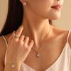 Elegant Jewelry Set: Diamond Earrings, Necklace, Bracelet, Ring, and Watch