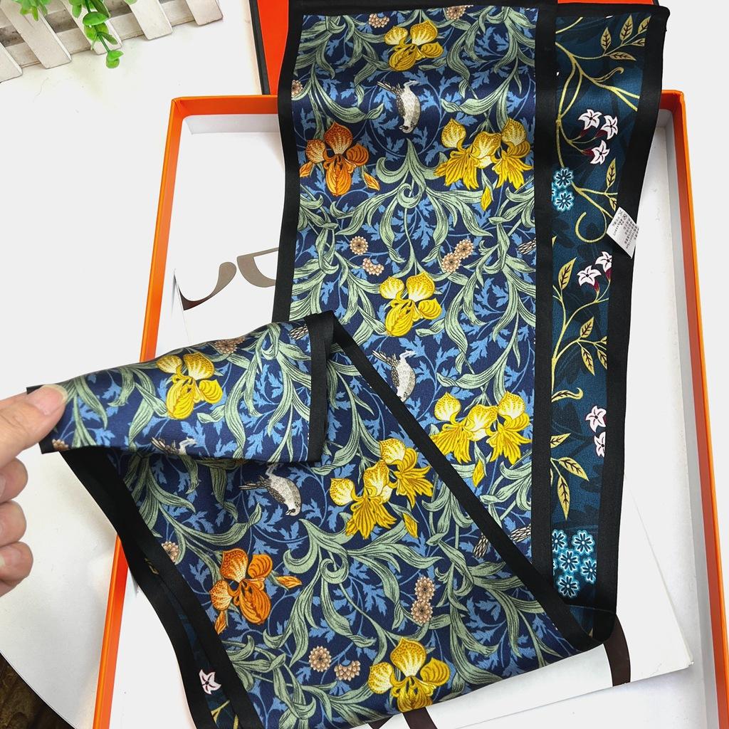 Шарф из 100% шелка тутового дерева, Длинный женский универсальный темперамент, Двусторонний завязанный как сумка, Ремень, Шарф, Шарф как у звезды того же стиля